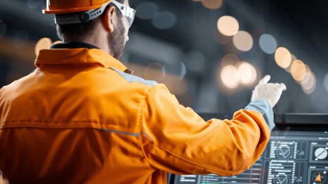 Industry Specialist at Work: An industry specialist, donned in workwear, focused intently on operating machinery, highlighting the precision and expertise integral to the sector.