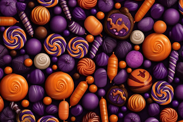 Seamless Halloween candy pattern, candy, chocolate.