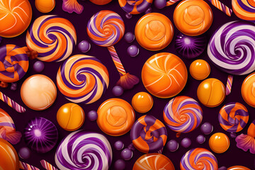 Seamless Halloween candy pattern, candy, chocolate.