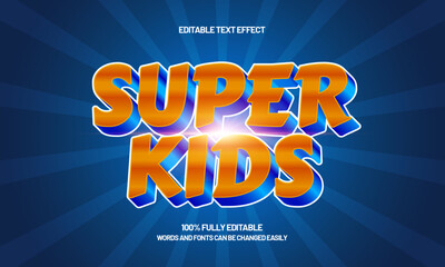 super kids editable text effect for game
