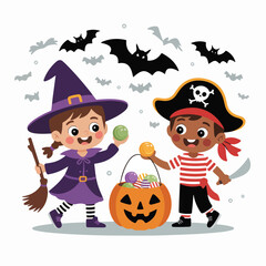 Kids in halloween costumes