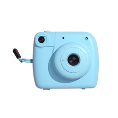 Light blue instant camera captures joyful memories.  