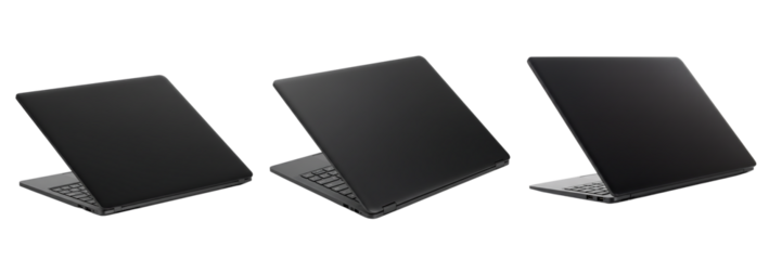 Black Laptop Set on Transparent Background
