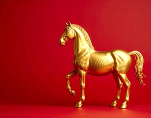 金色の馬シルエット 年賀状用高画質デザイン