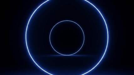 Glowing blue neon circle against a dark background, creating a modern and futuristic ambiance