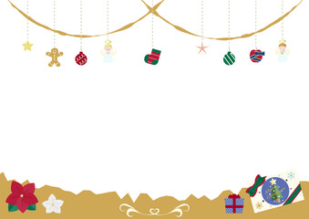 Christmas Decorative Frame with Ornaments Angel Stockings and Gifts