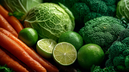 Cabbage and Carrots with Lime / キャベツとニンジンとライムの食材構図