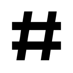 Obraz premium Solid hashtag icon on white background