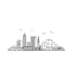 Obraz premium Cleveland Skyline Illustration A Detailed Cityscape Outline.