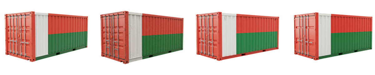 Fototapeta premium Belarus Flag Shipping Container Set On Isolated Transparent Background