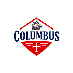 Columbus Logo Featuring a Ship and a Cross.