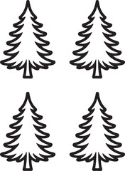 Obraz premium Set of Pine Tree Outline vector illustration isolated On Transparent Background