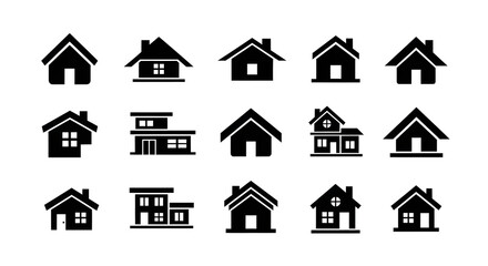 Fototapeta premium Collection of black house icons in various styles