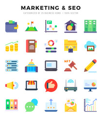 Set of Marketing & Seo Icons Flat icons collection.
