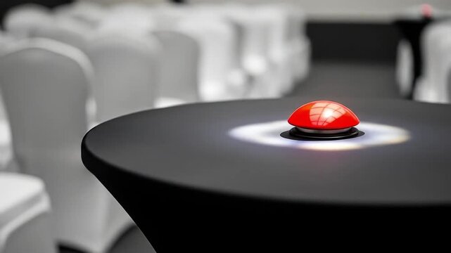 Red buzzer on table ready for competition