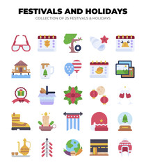 Collection of 25 Festive and Holiday Icons