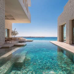 Fototapeta premium A pool with a view of the ocean