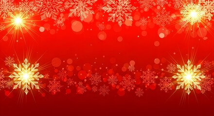 Festive Red Christmas Background with Sparkling Snowflakes and Bokeh Lights, holiday season, winter, celebration, festive atmosphere, bright illumination, decorative elements
