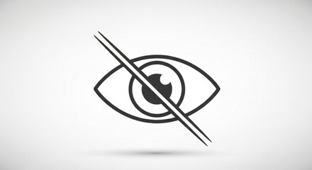 Symbolic eye icon with a diagonal line through it, representing prohibition, denial, or hidden information, ideal for privacy and security concepts
