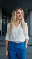 A Beautiful Woman with a Smile and a Confident Look