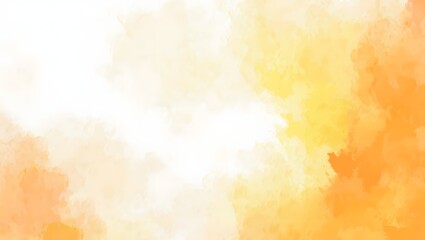 Abstract watercolor strokes in warm yellow and orange hues with white space