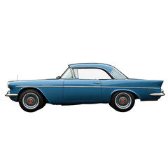Passenger retro classic sport blue car isolated on a white background