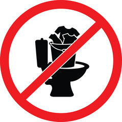 Prohibition icon no washing clothes in toilet restroom hygiene symbol isolated on transparent background