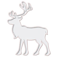 Fototapeta premium White reindeer silhouette with red dashed outline