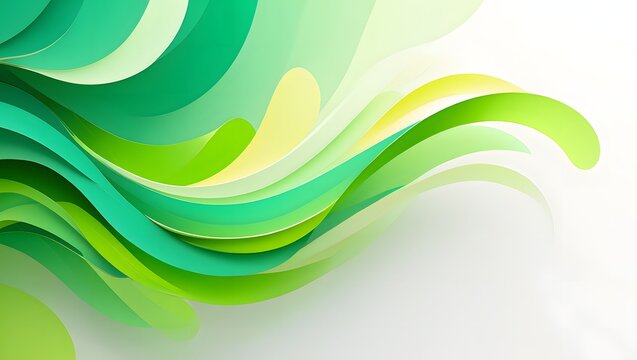 Abstract flowing green and yellow waves creating a dynamic organic background design