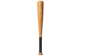 Classic wooden baseball bat featuring black grip tape, isolated on a transparent background, ready for action