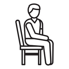 Minimalist Gender-Neutral Sitting Figure Icon in Line Art Style: Ideal for UI Design and Social Media Profiles