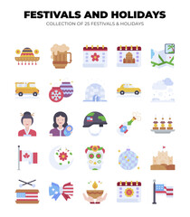 Collection of 25 Festivals and Holidays. A vibrant celebration of global cultures and traditions.