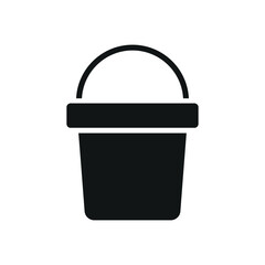 Bucket icon in glyph for simple utility and cleaning visuals.
