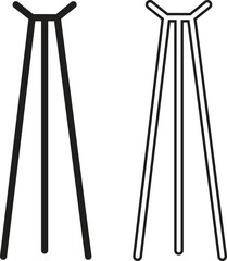 Coat stand hat rack flat, outline icons set, Modern clothes hanger furniture silhouette, wardrobe organizer hall tree, minimalist entryway storage designs group and home interior vectors illustration.