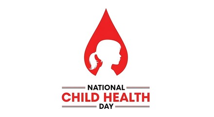Obraz premium National child health day logo with child silhouette inside a red blood drop isolated on white background