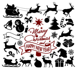 Big set of Christmas symbols.
