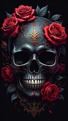 Skull adorned with roses