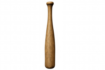 Classic wooden baseball bat isolated on transparent background, ready for editing and compositing