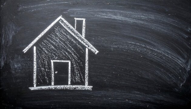 Simple house drawing on chalkboard - Powered by Adobe