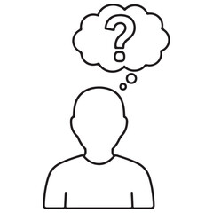 Gender-Neutral Question Mark Figure Icon in Line Art: Great for FAQ and Support UI Design Solutions