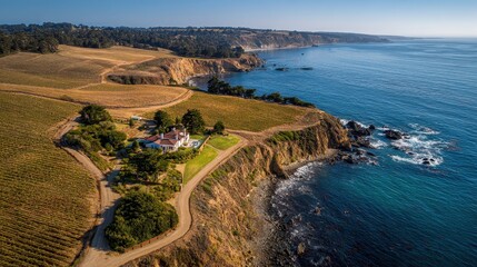 A house on a cliff overlooking the ocean