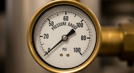 Close-up of a pressure gauge indicating the current pressure level.