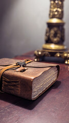old book on wooden table