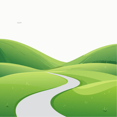 Obraz premium Green landscape featuring rolling grassy hills and a winding path