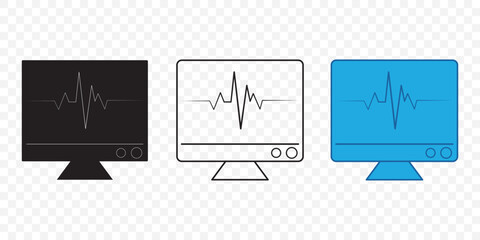 EKG monitor icon vector, sign and symbol for design, website or apps elements.