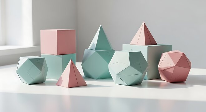 Geometric Shapes in Pastel Colors: Minimalist Abstract Art Composition