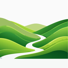 Obraz premium Green landscape featuring rolling grassy hills and a winding path