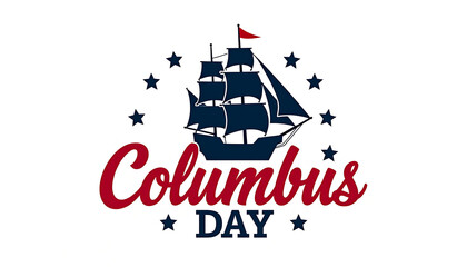 Fototapeta premium Columbus Day Celebration: A festive graphic celebrating Columbus Day, featuring a stylized ship set against a backdrop of stars and bold text.