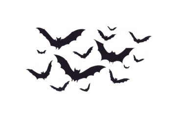 Flying Bats Silhouette with Transparent Background