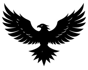 Obraz premium Black silhouette of a majestic eagle with wings spread wide